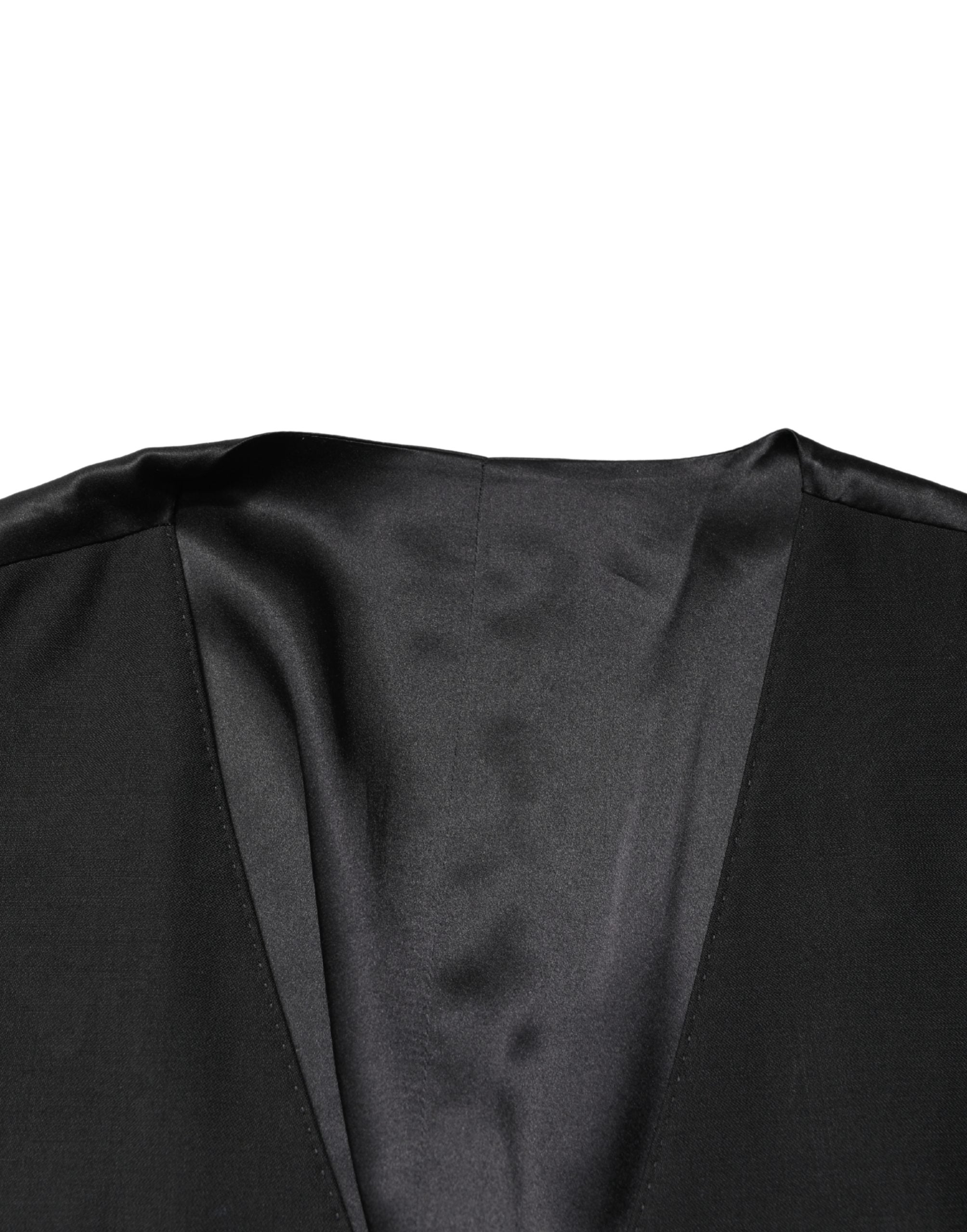 Dolce & Gabbana Black Wool Single Breasted Men Waistcoat Men's Vest (Pre-Owned)