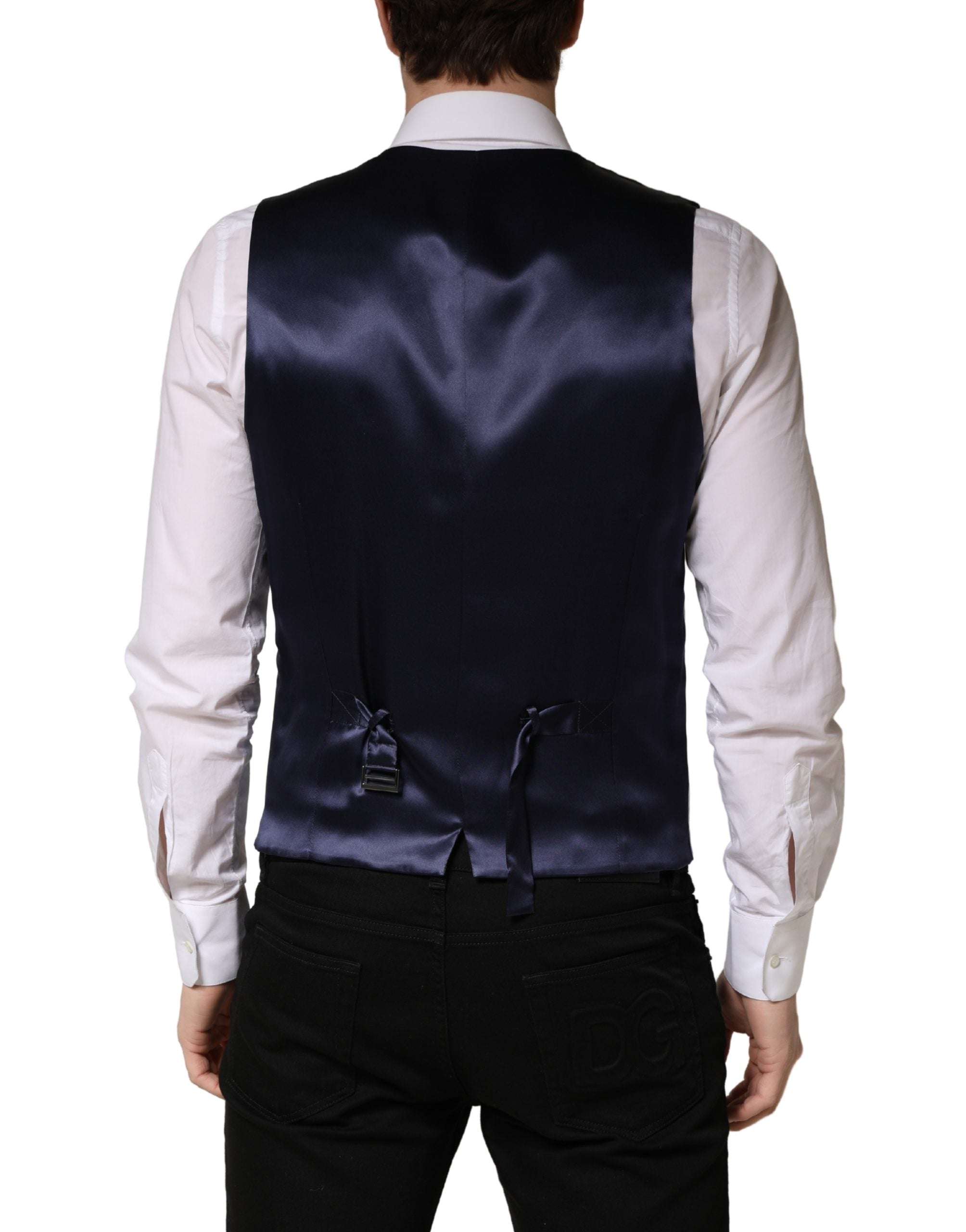 Dolce & Gabbana Gray Wool Single Breasted Men Waistcoat Men's Vest