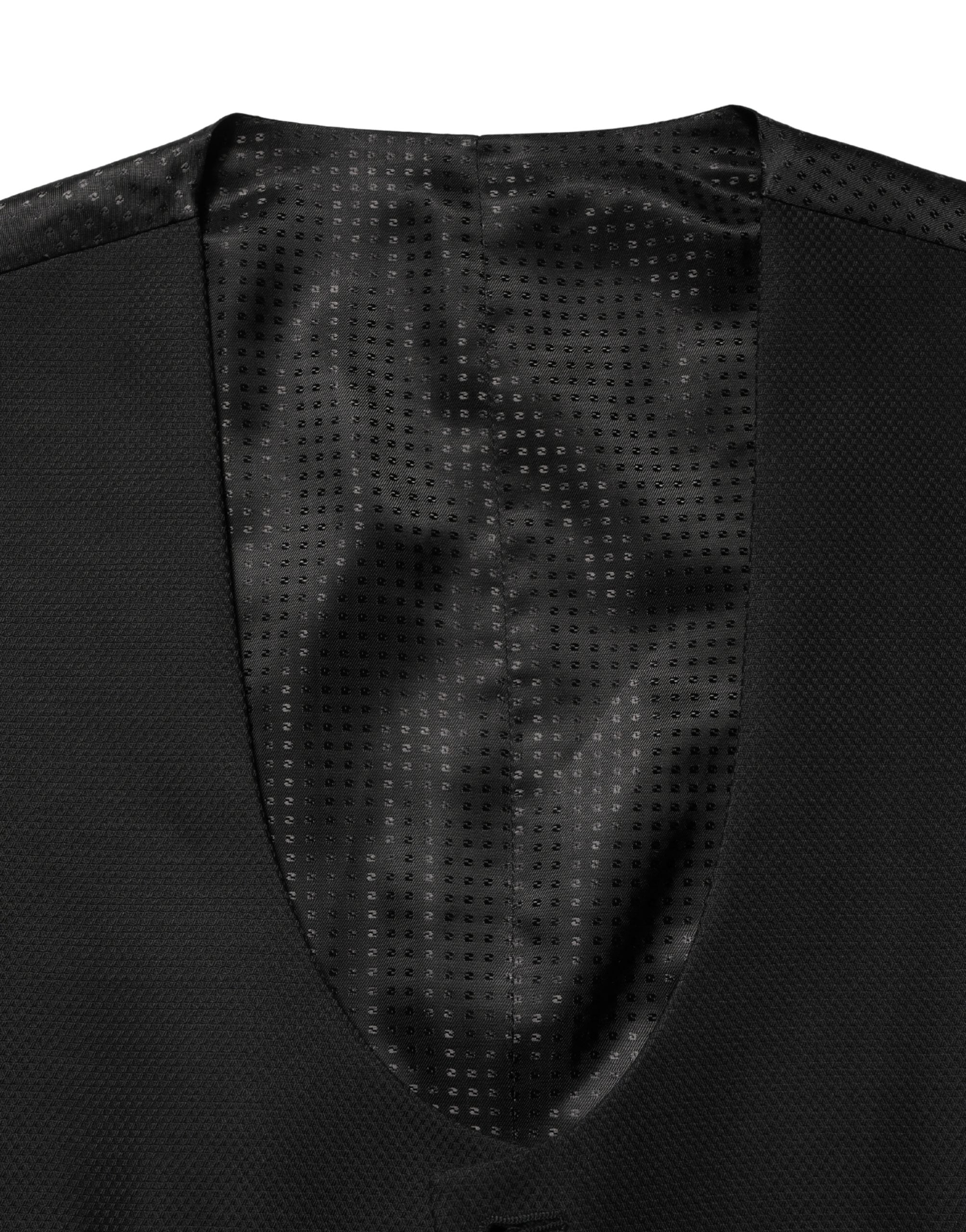 Dolce & Gabbana Black Wool Single Breasted Waistcoat Men's Vest