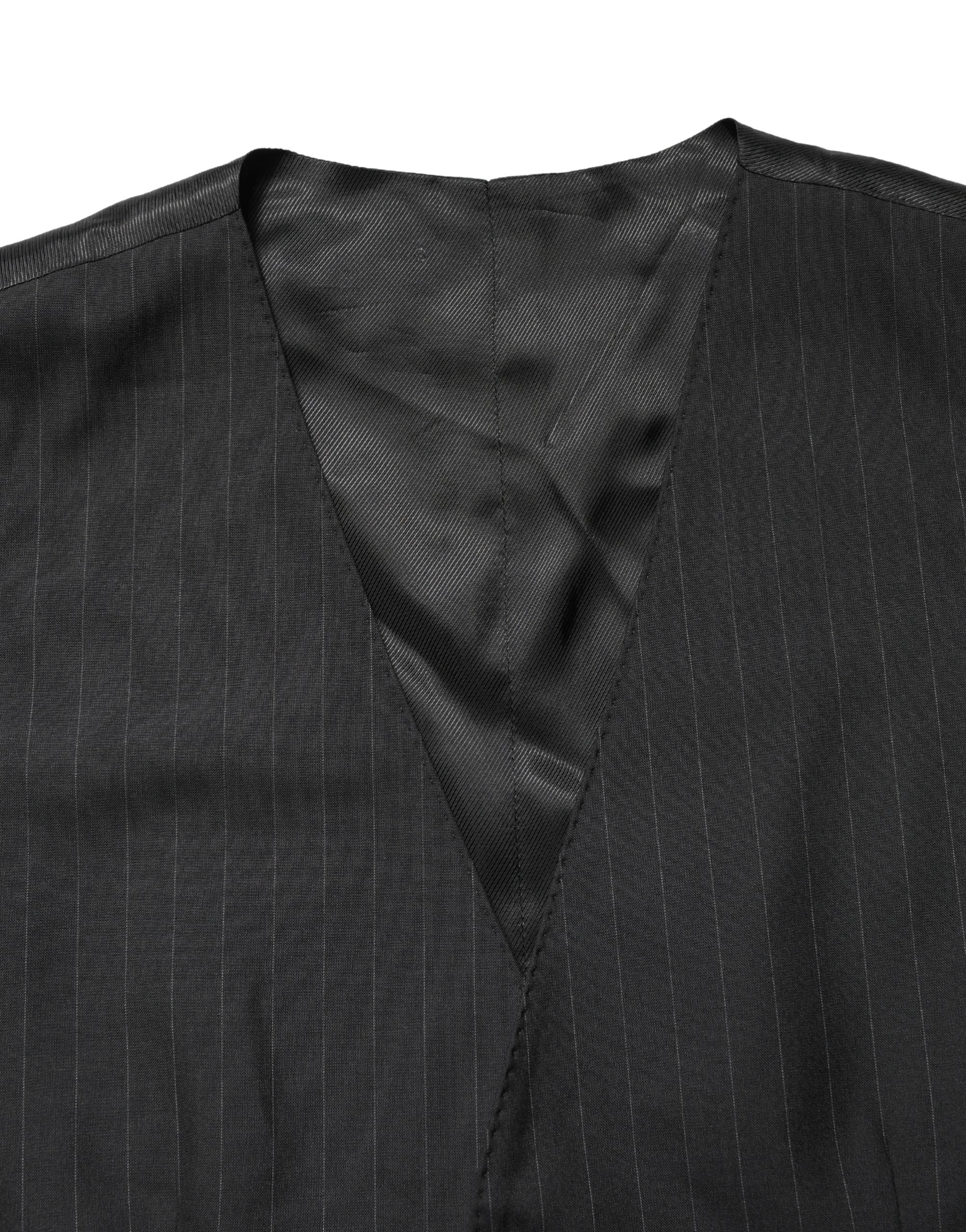Dolce & Gabbana Black Stripe Single Breasted Waistcoat Men's Vest