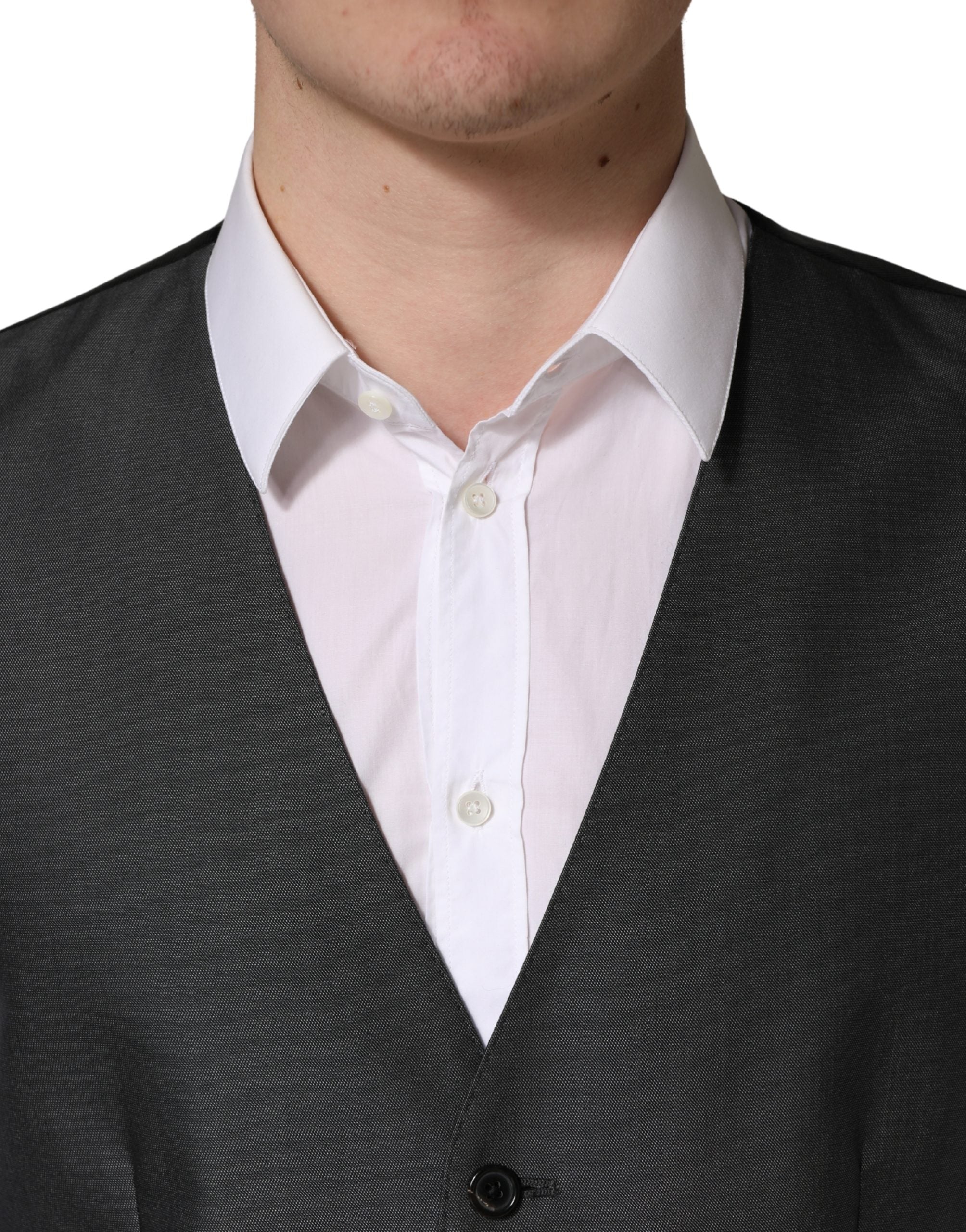 Dolce & Gabbana Dark Gray Single Breasted Men Waistcoat Men's Vest