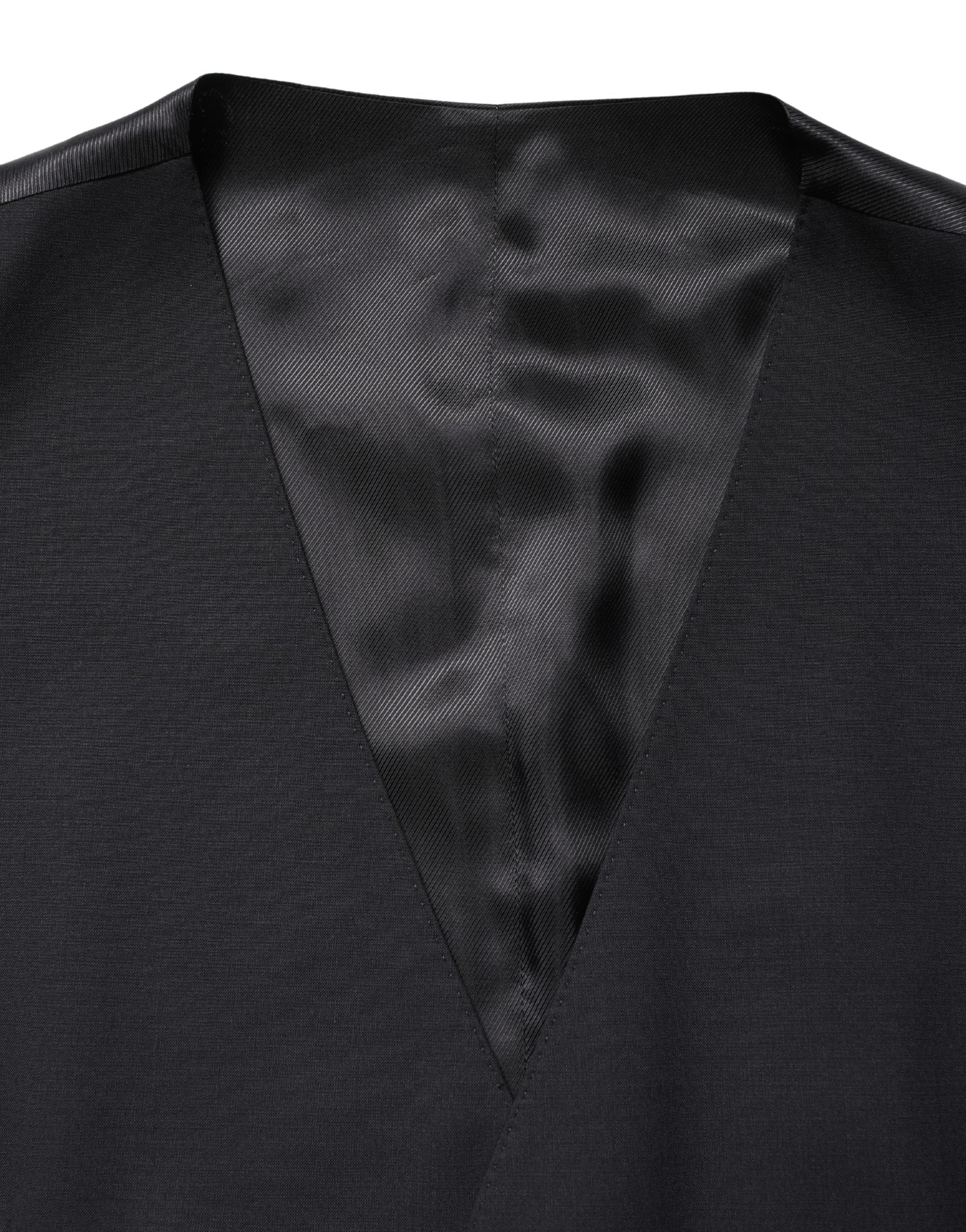 Dolce & Gabbana Black Wool Single Breasted Waistcoat Men's Vest