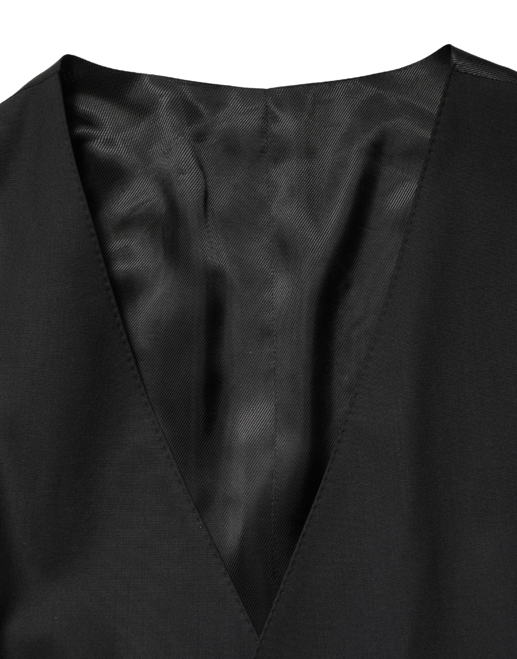 Dolce & Gabbana Black Wool Single Breasted Waistcoat Men's Vest