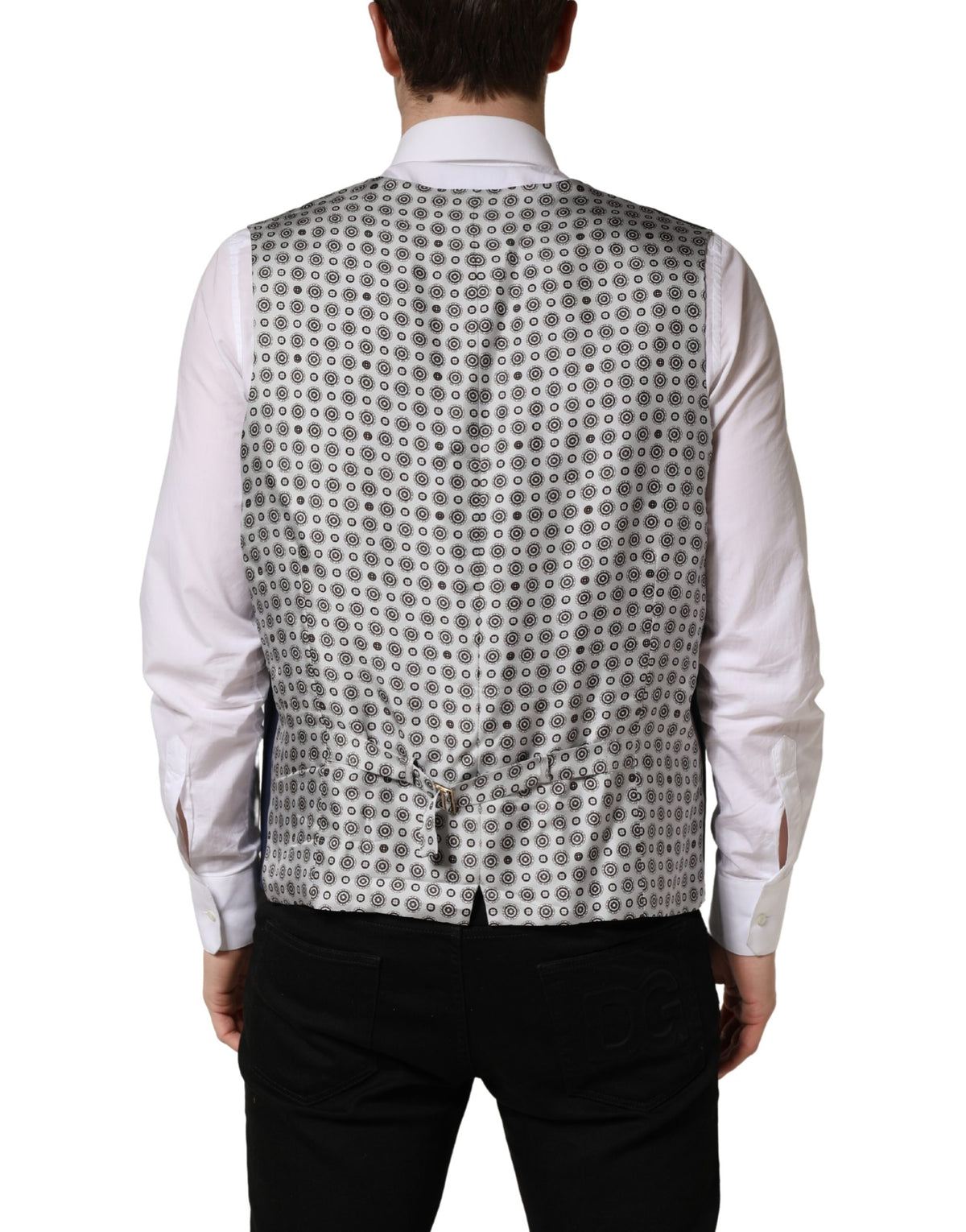 Dolce & Gabbana Navy Blue Wool Dress Formal Waistcoat Men's Vest
