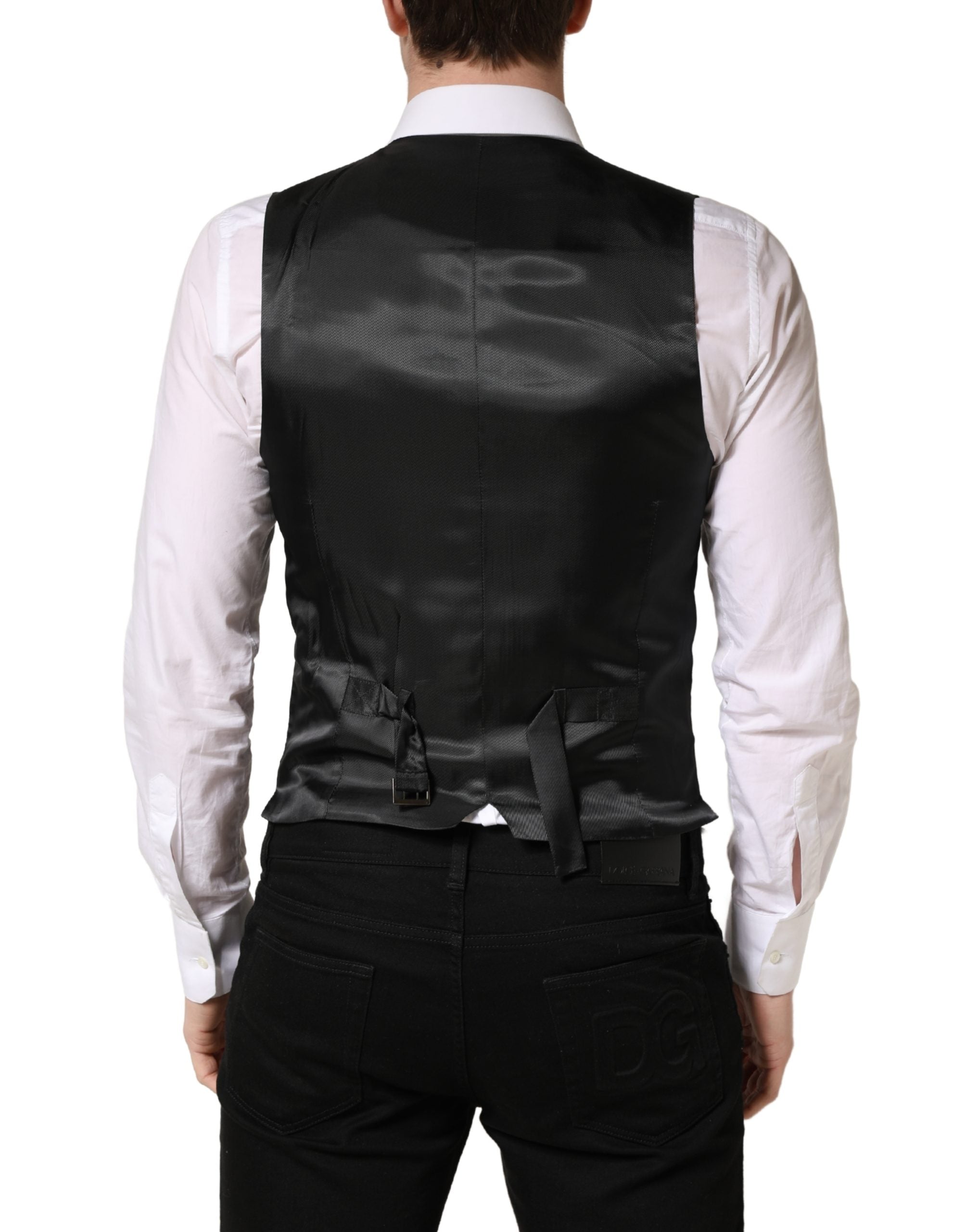 Dolce & Gabbana Dark Gray Wool Dress Formal Waistcoat Men's Vest