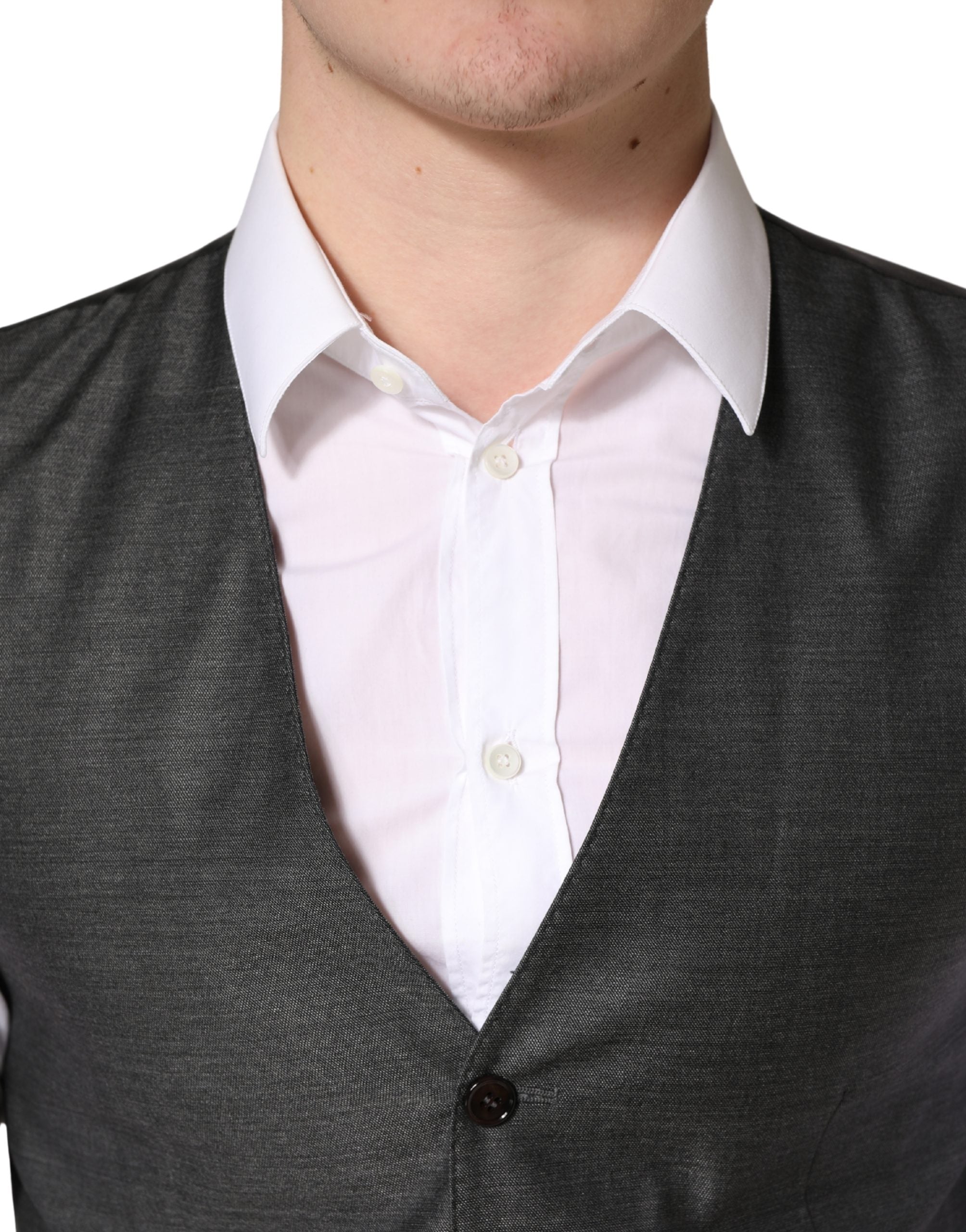 Dolce & Gabbana Dark Gray Wool Dress Formal Waistcoat Men's Vest