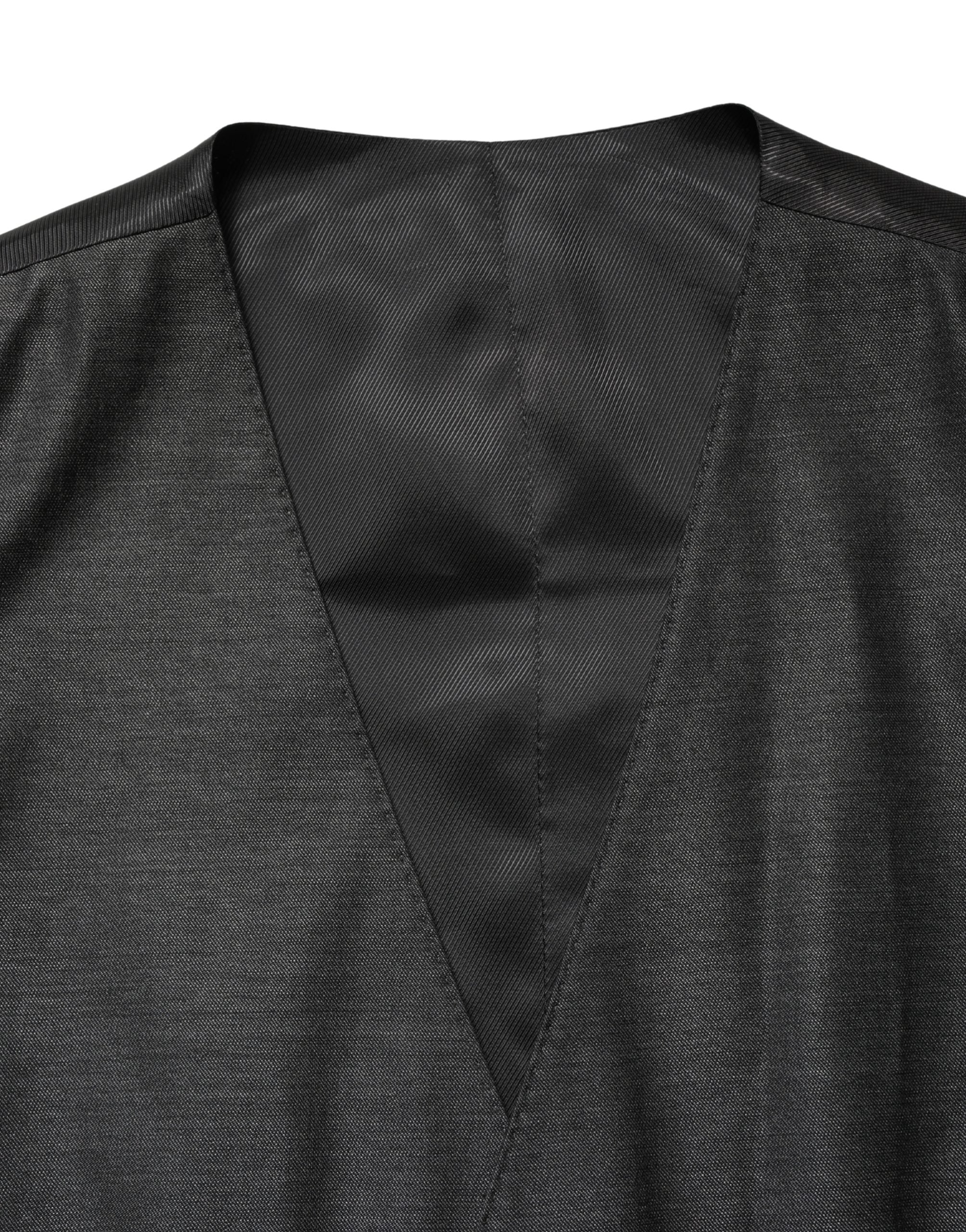 Dolce & Gabbana Dark Gray Wool Dress Formal Waistcoat Men's Vest