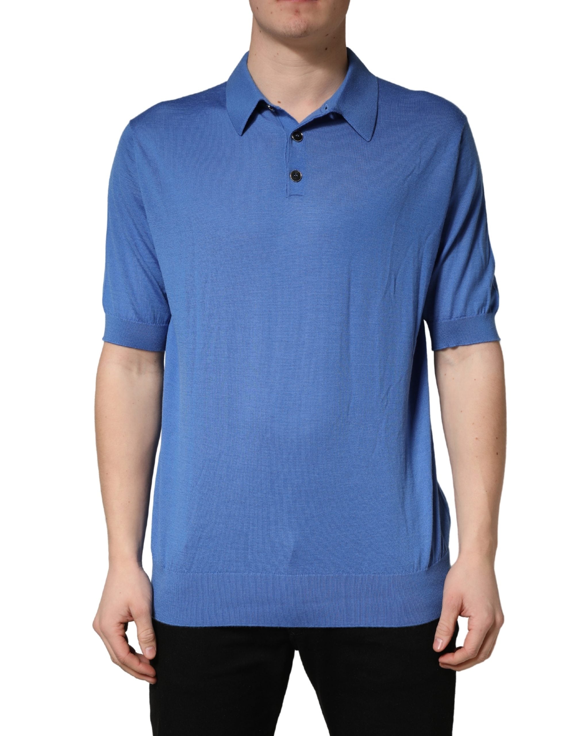 Dolce & Gabbana Blue Cashmere Short Sleeves Polo Men's T-shirt
