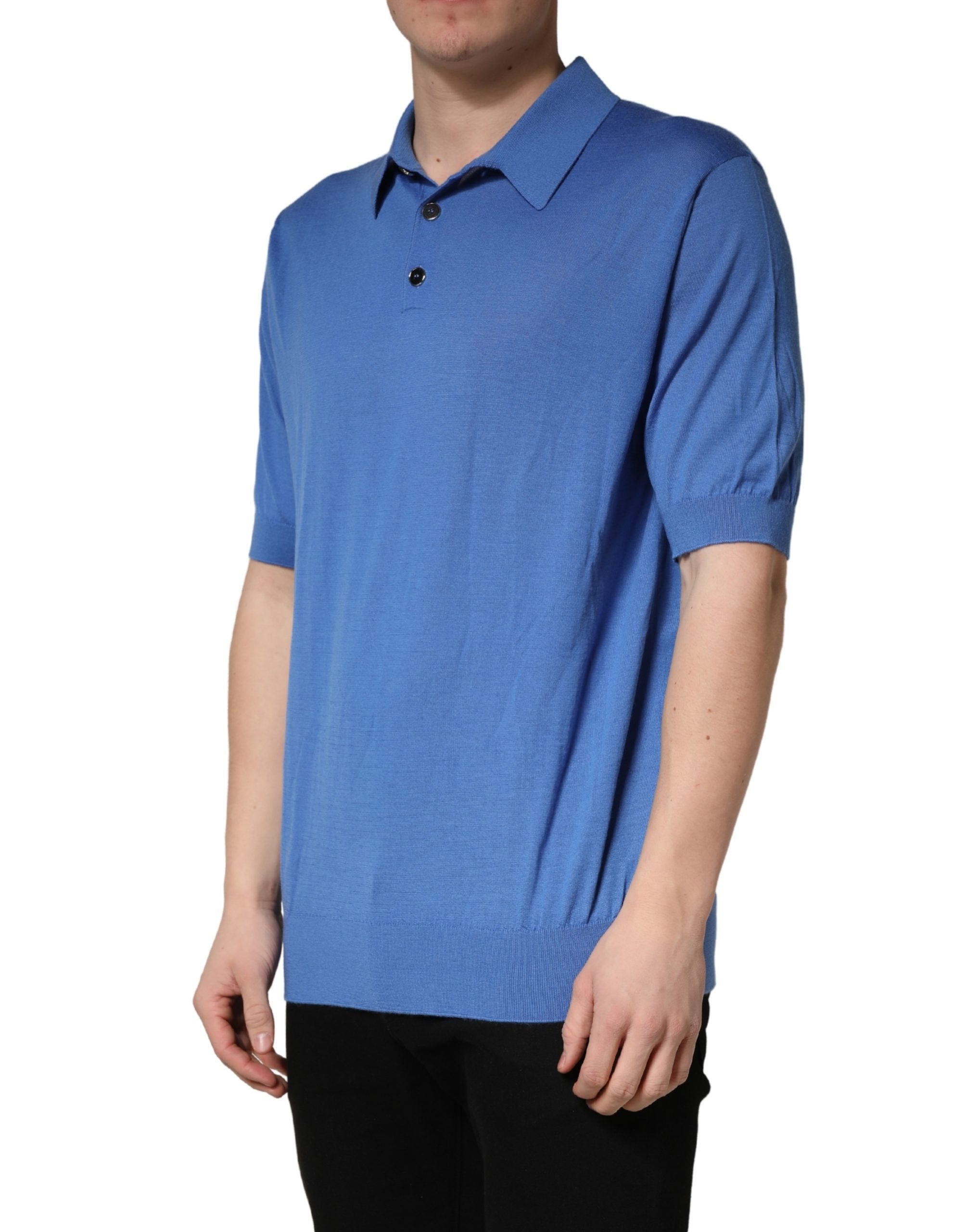 Dolce & Gabbana Blue Cashmere Short Sleeves Polo Men's T-shirt