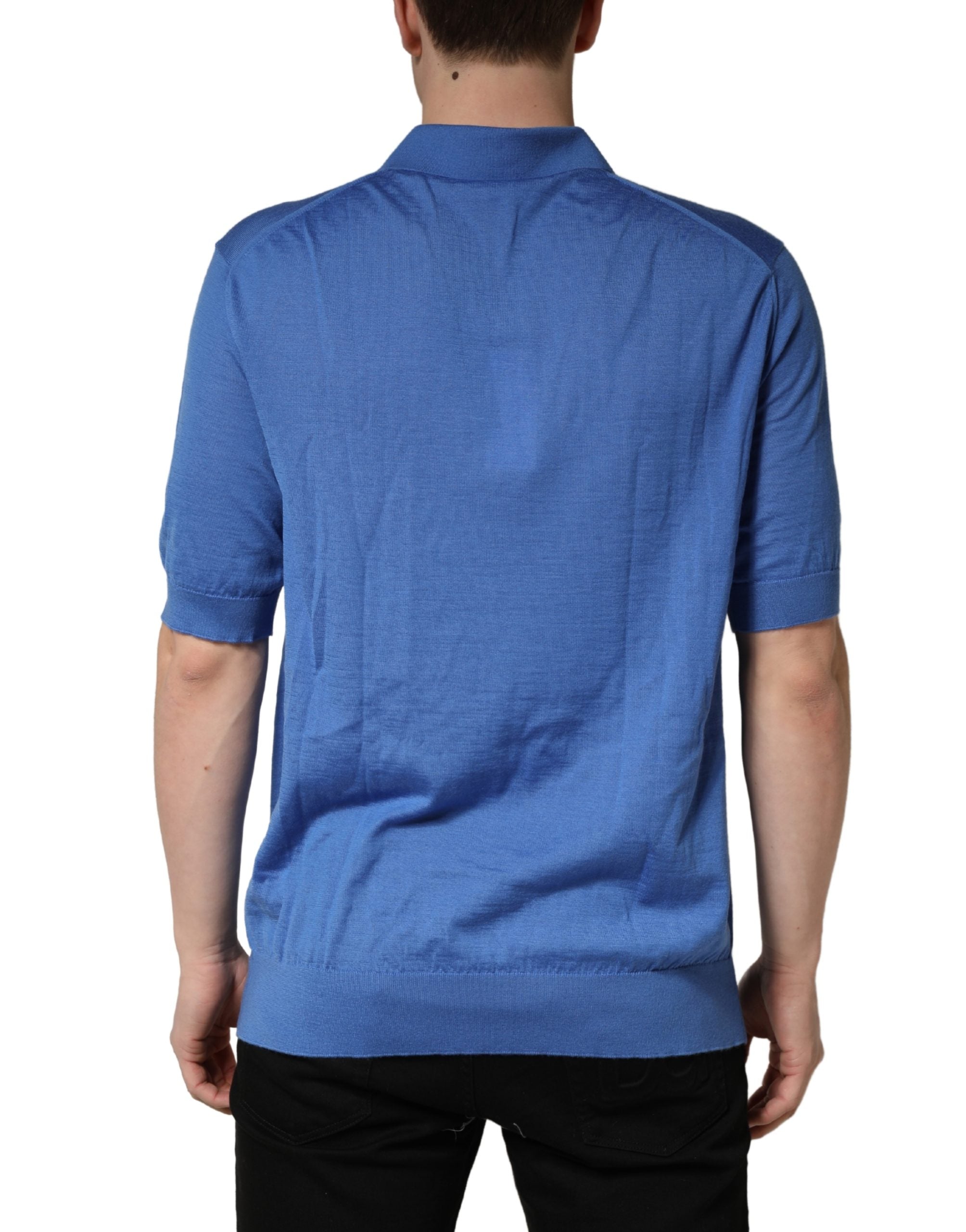 Dolce & Gabbana Blue Cashmere Short Sleeves Polo Men's T-shirt