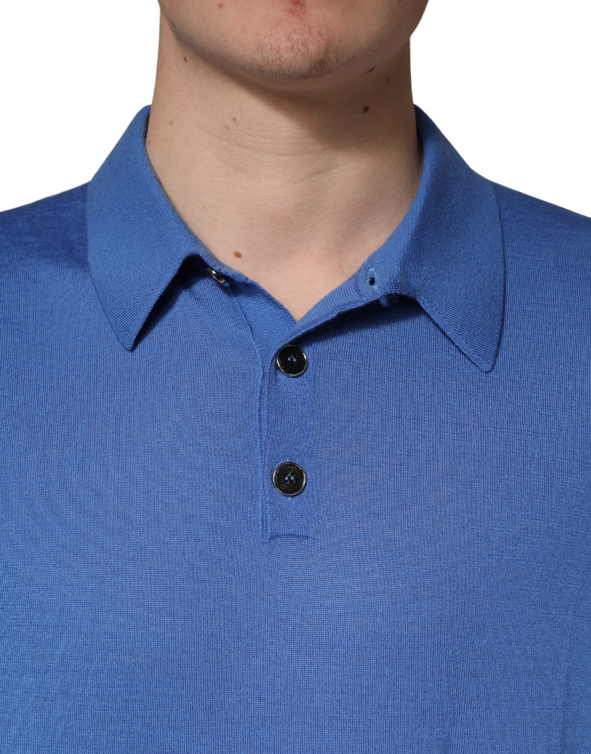 Dolce & Gabbana Blue Cashmere Short Sleeves Polo Men's T-shirt