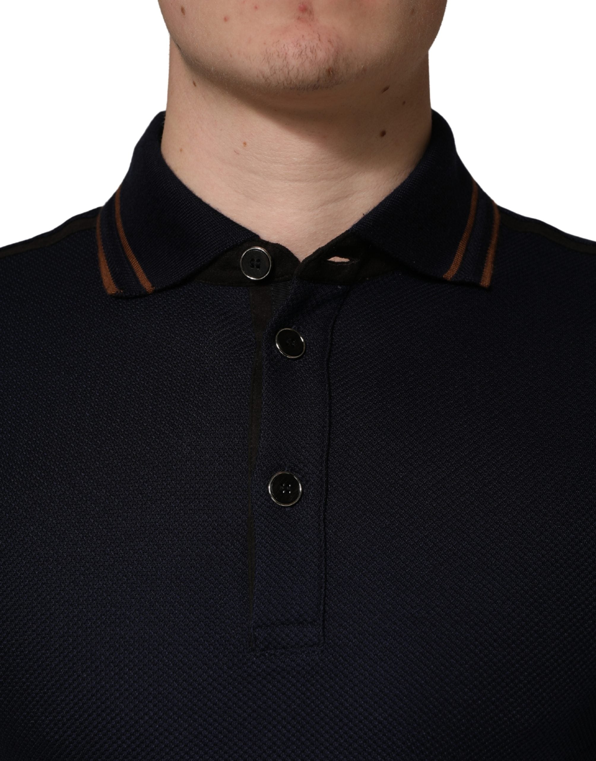 Dolce & Gabbana Dark Blue Silk Short Sleeve Men Polo Men's T-shirt