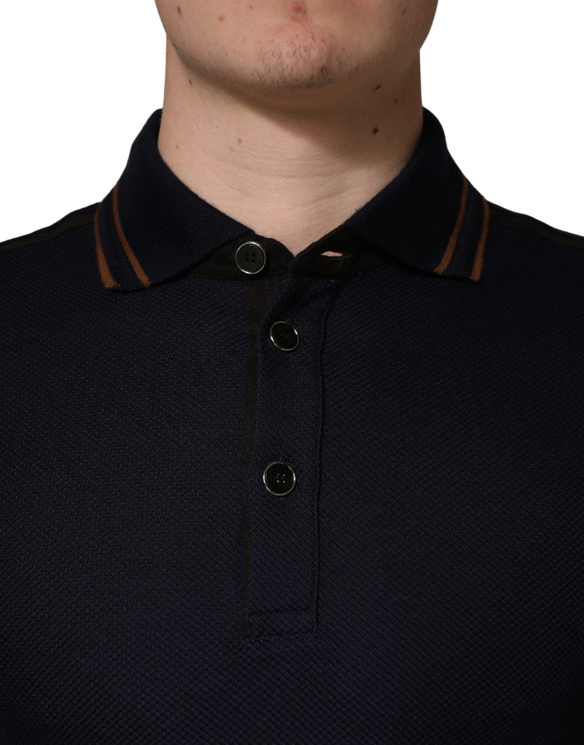 Dolce & Gabbana Dark Blue Silk Short Sleeve Men Polo Men's T-shirt