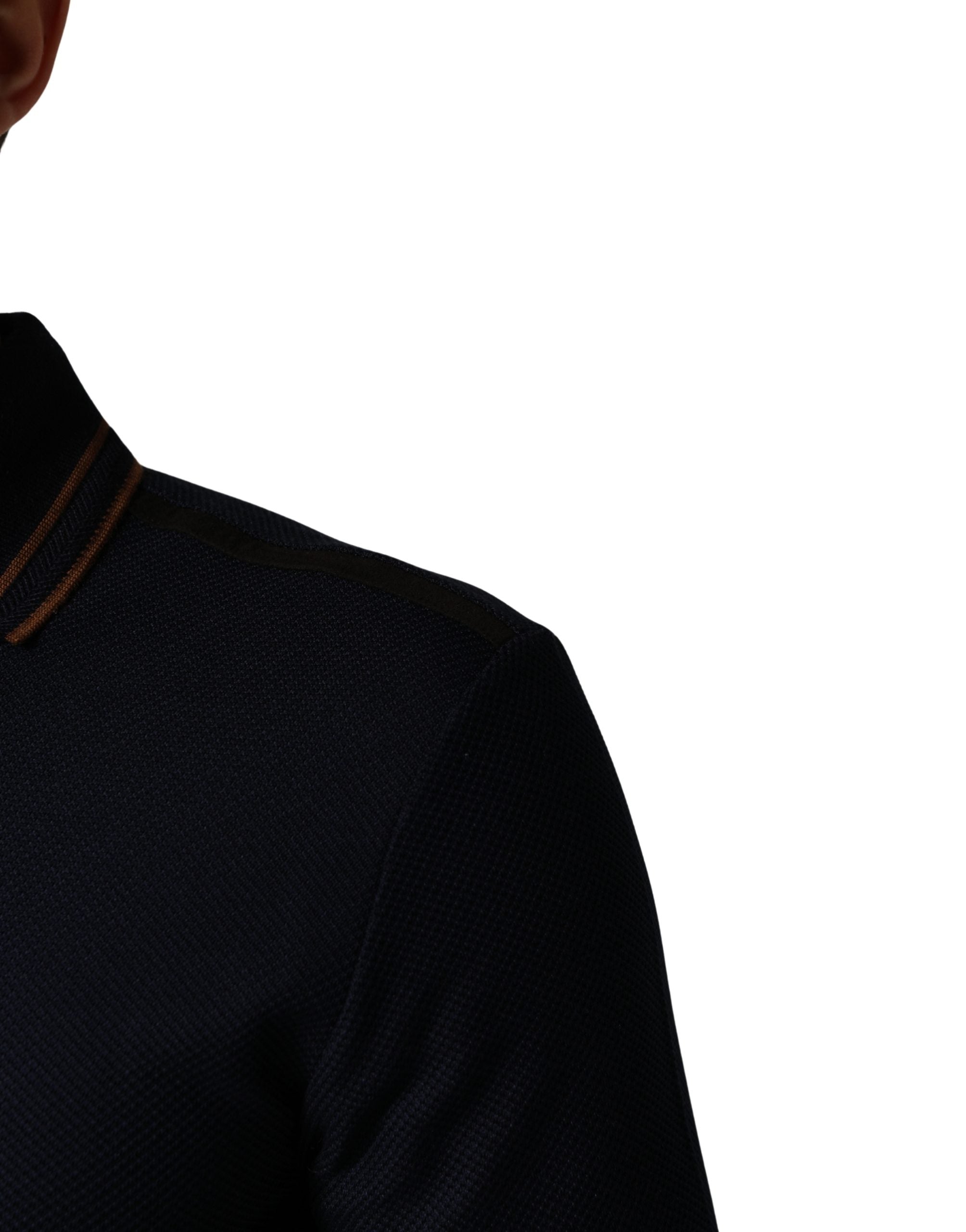 Dolce & Gabbana Dark Blue Silk Short Sleeve Men Polo Men's T-shirt