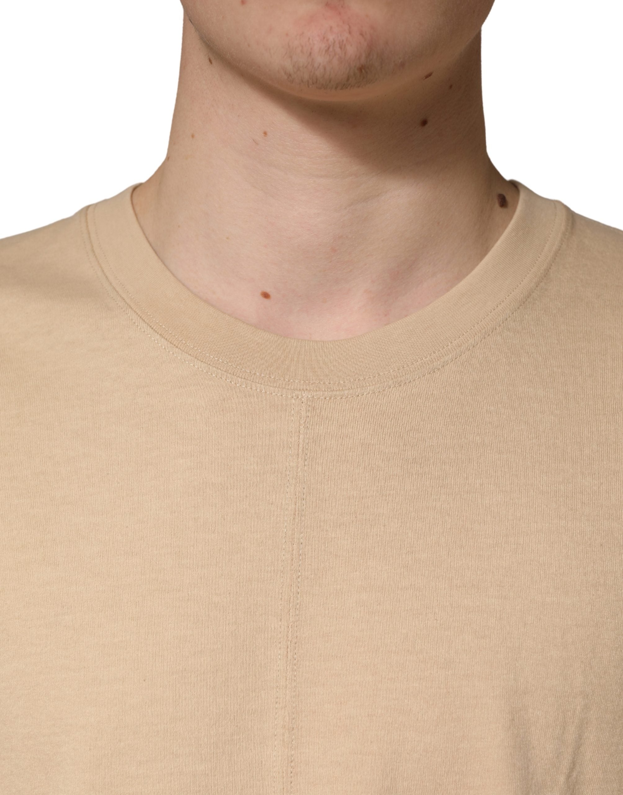 Dolce & Gabbana Beige Cotton Roundneck Oversized Fit Men's T-shirt (Pre-Owned)