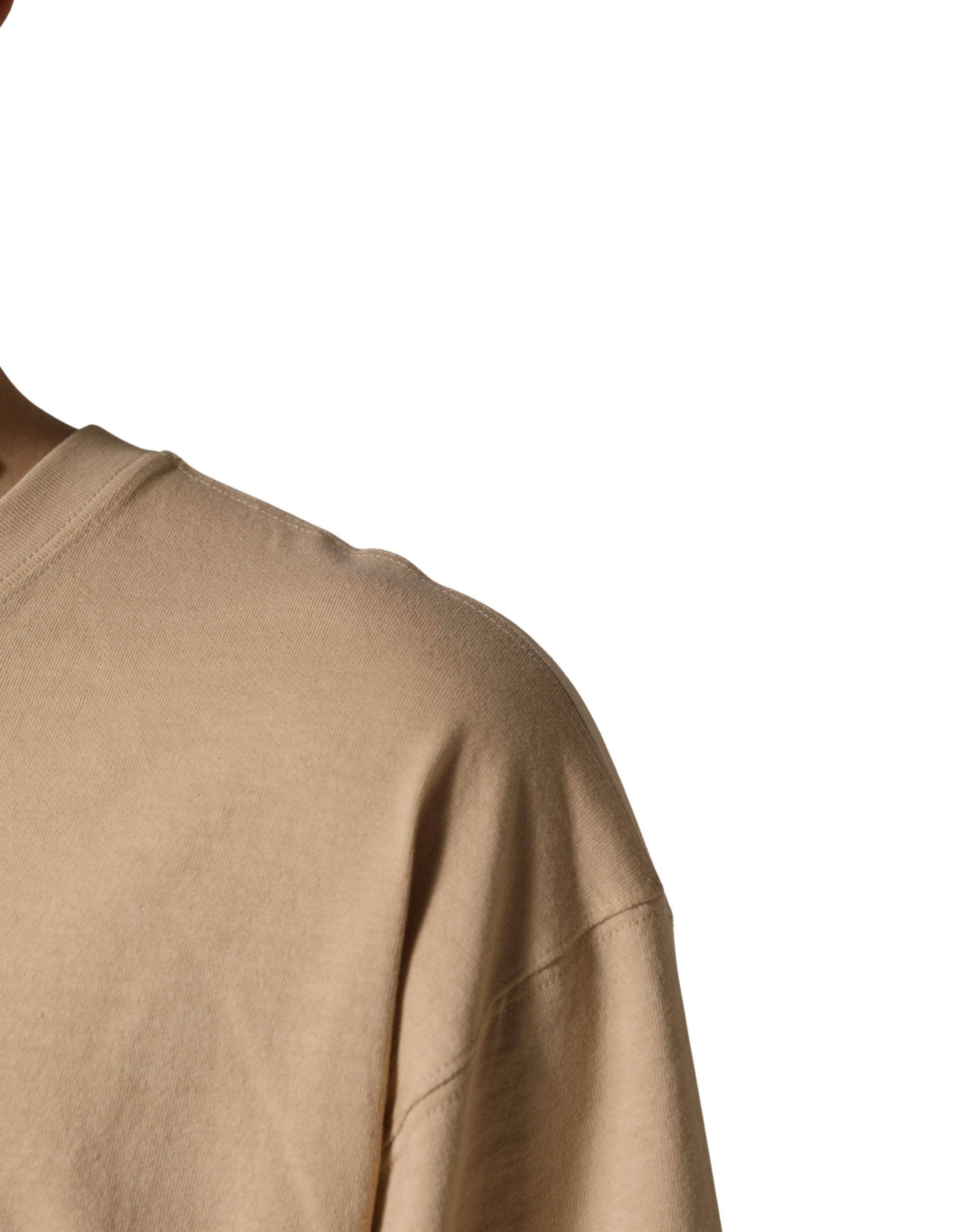 Dolce & Gabbana Beige Cotton Roundneck Oversized Fit Men's T-shirt (Pre-Owned)
