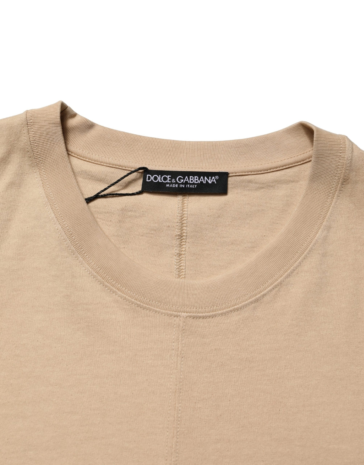 Dolce & Gabbana Beige Cotton Roundneck Oversized Fit Men's T-shirt (Pre-Owned)