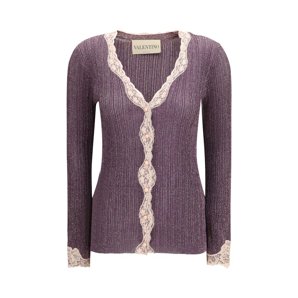 Purple Viscose Women's Cardigan
