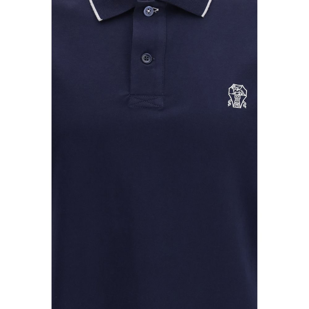Brunello Cucinelli Blue Cotton Polo Men's Shirt