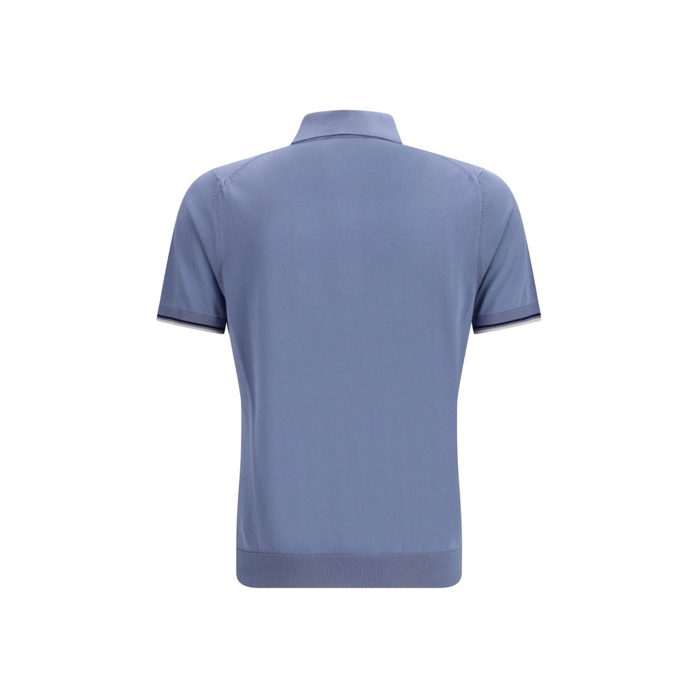 MooRER Blue Cotton Polo Men's Shirt
