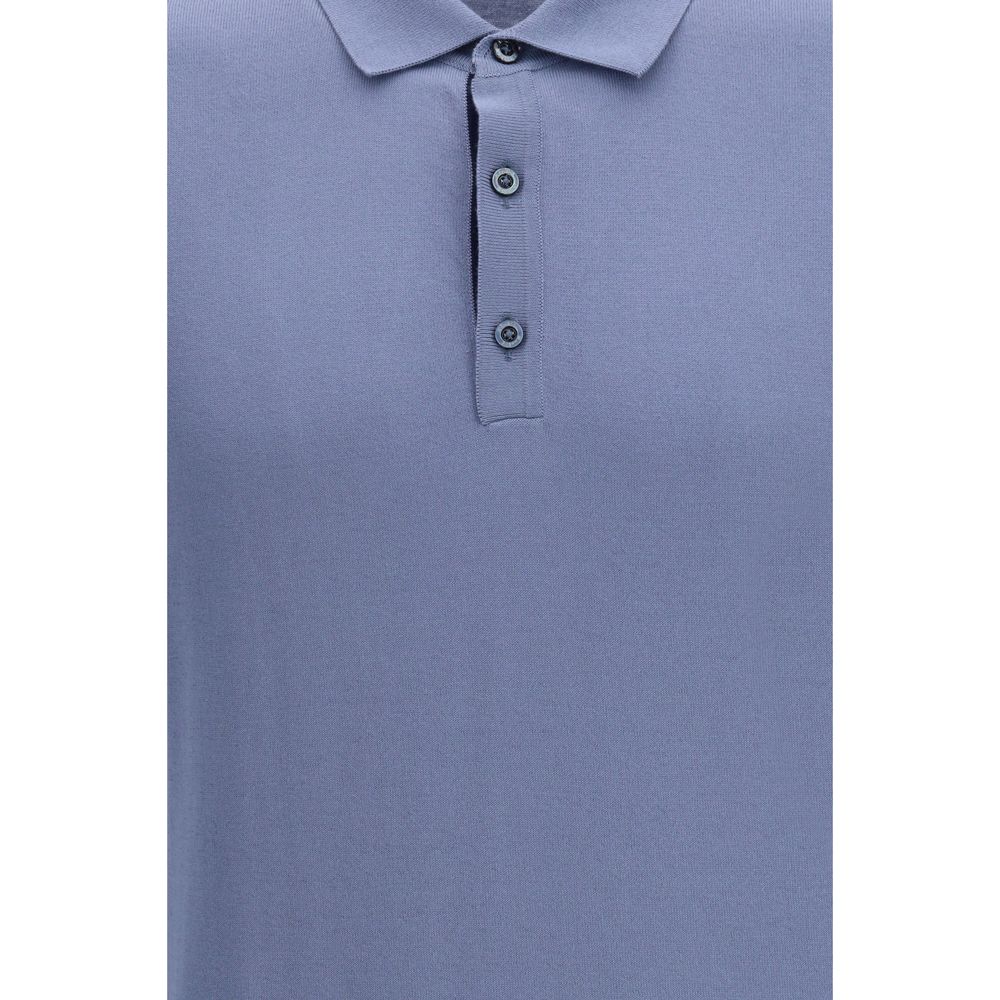 MooRER Blue Cotton Polo Men's Shirt