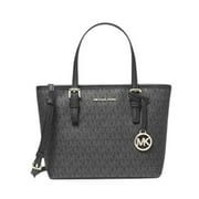 Michael Kors Michael Kors XS Carry All Jet Set Travel Womens Tote (BLACK SIG/GOLD)