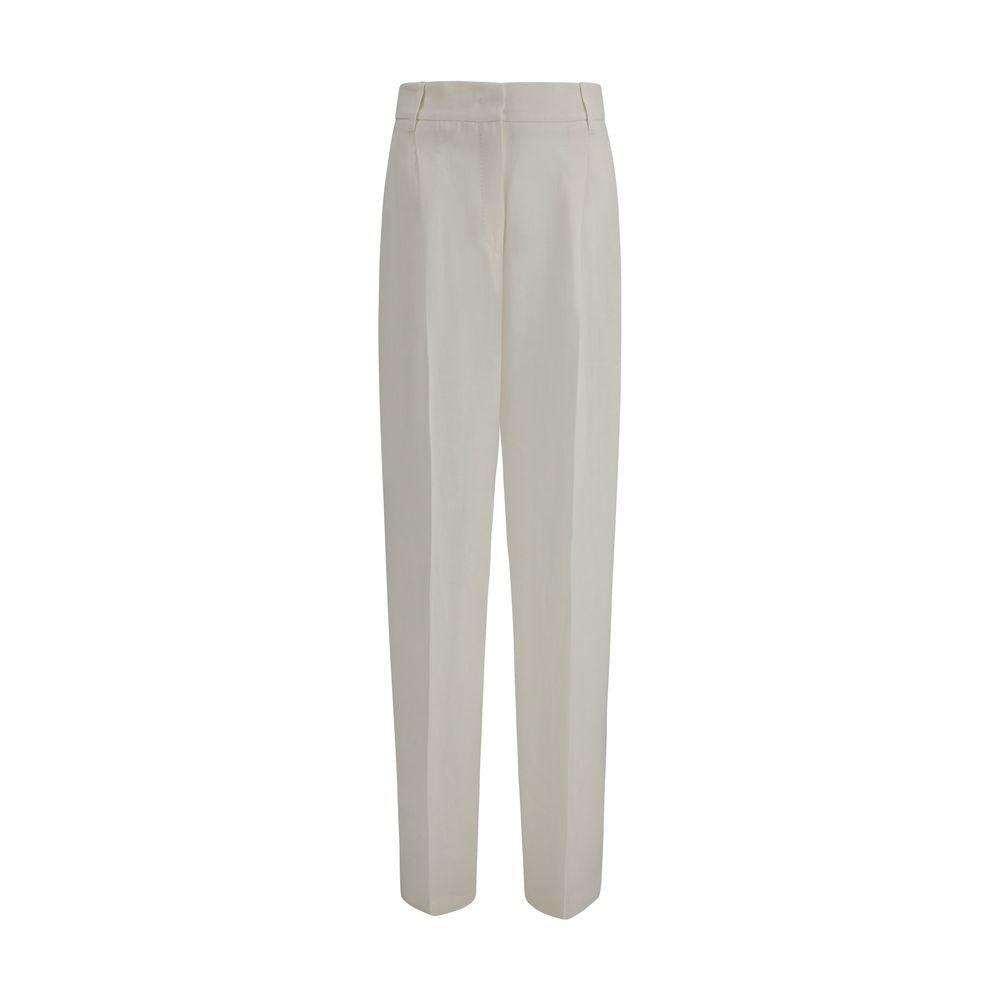 Max Mara White Linen Casual Women's Pants