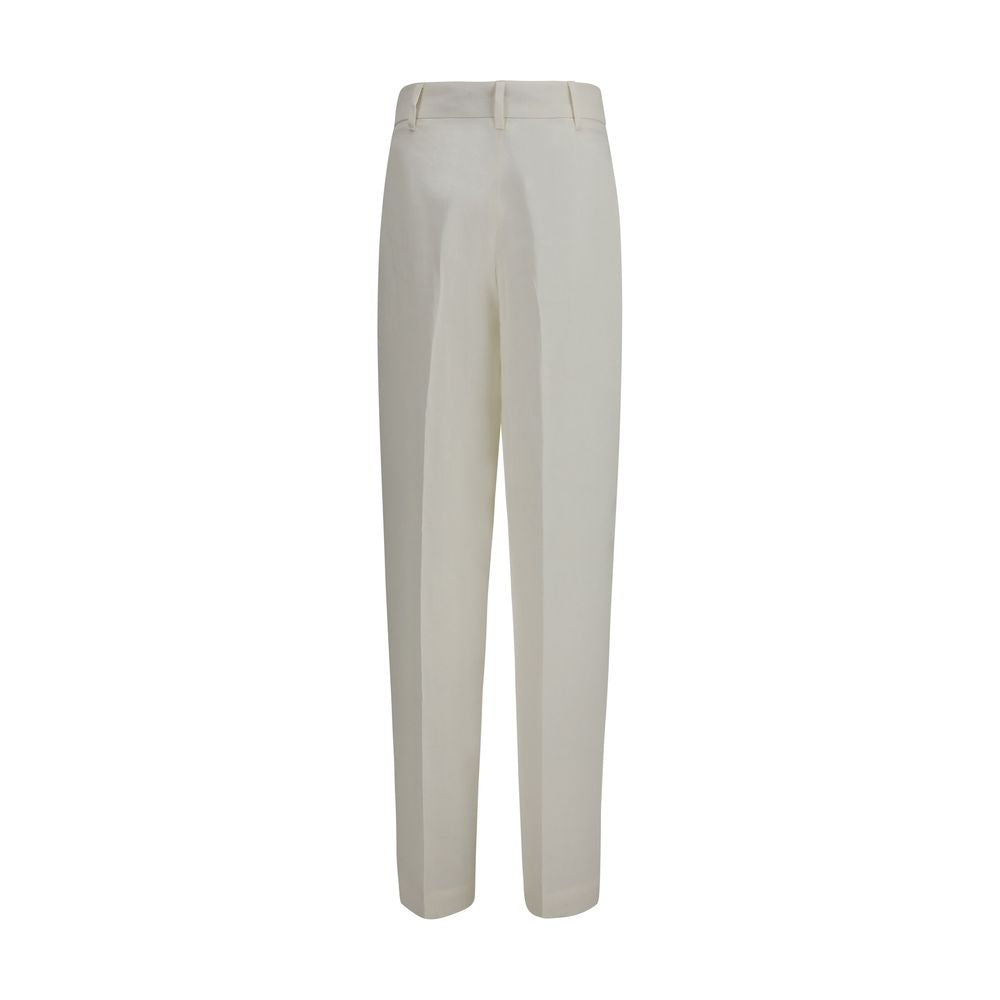 Max Mara White Linen Casual Women's Pants