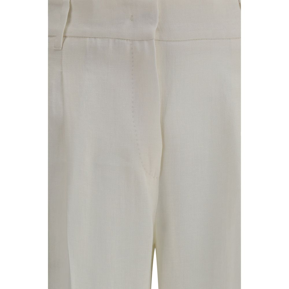 Max Mara White Linen Casual Women's Pants