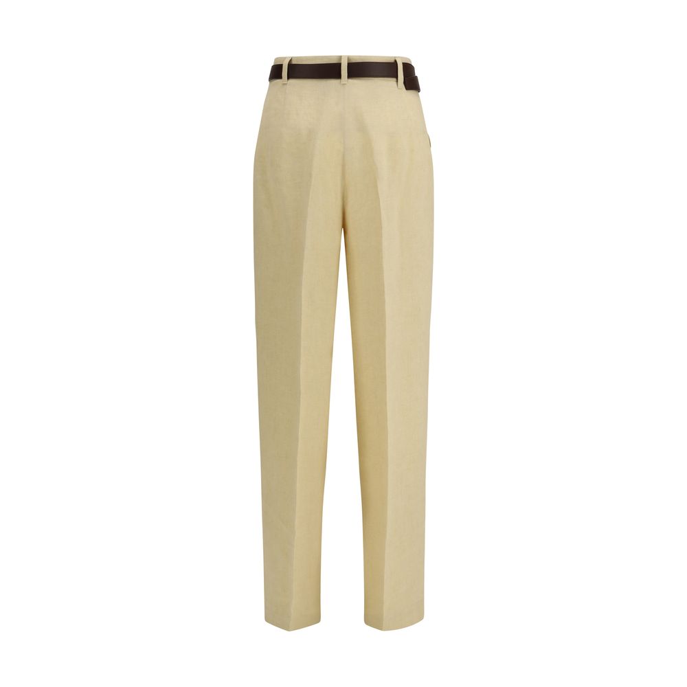 Max Mara Beige Linen Casual Women's Pants