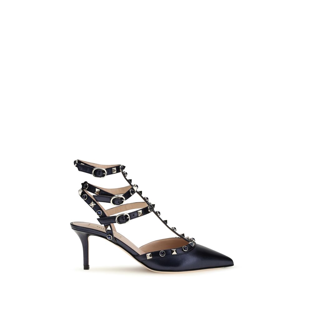 Valentino Garavani Blue Calf Leather Bos Taurus High Heel Women's Pumps