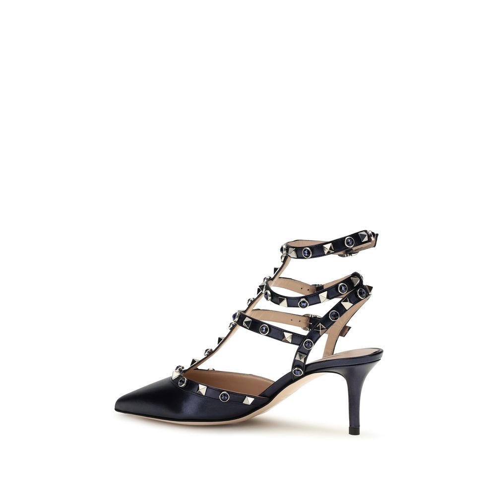 Valentino Garavani Blue Calf Leather Bos Taurus High Heel Women's Pumps