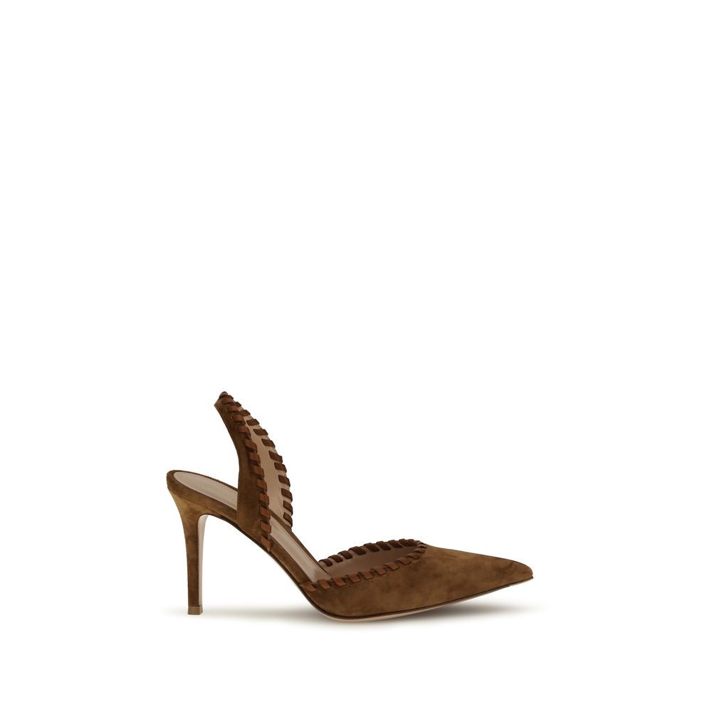 Gianvito Rossi Brown Calf Leather Bos Taurus High Heel Women's Pumps