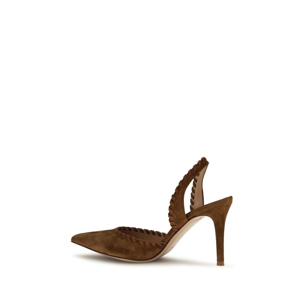 Gianvito Rossi Brown Calf Leather Bos Taurus High Heel Women's Pumps