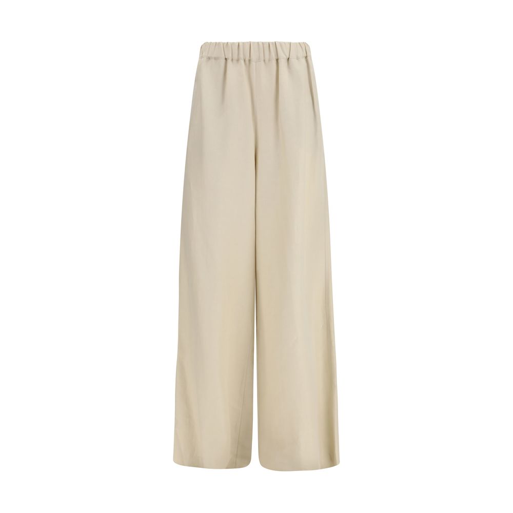 Max Mara Beige Linen Casual Women's Pants