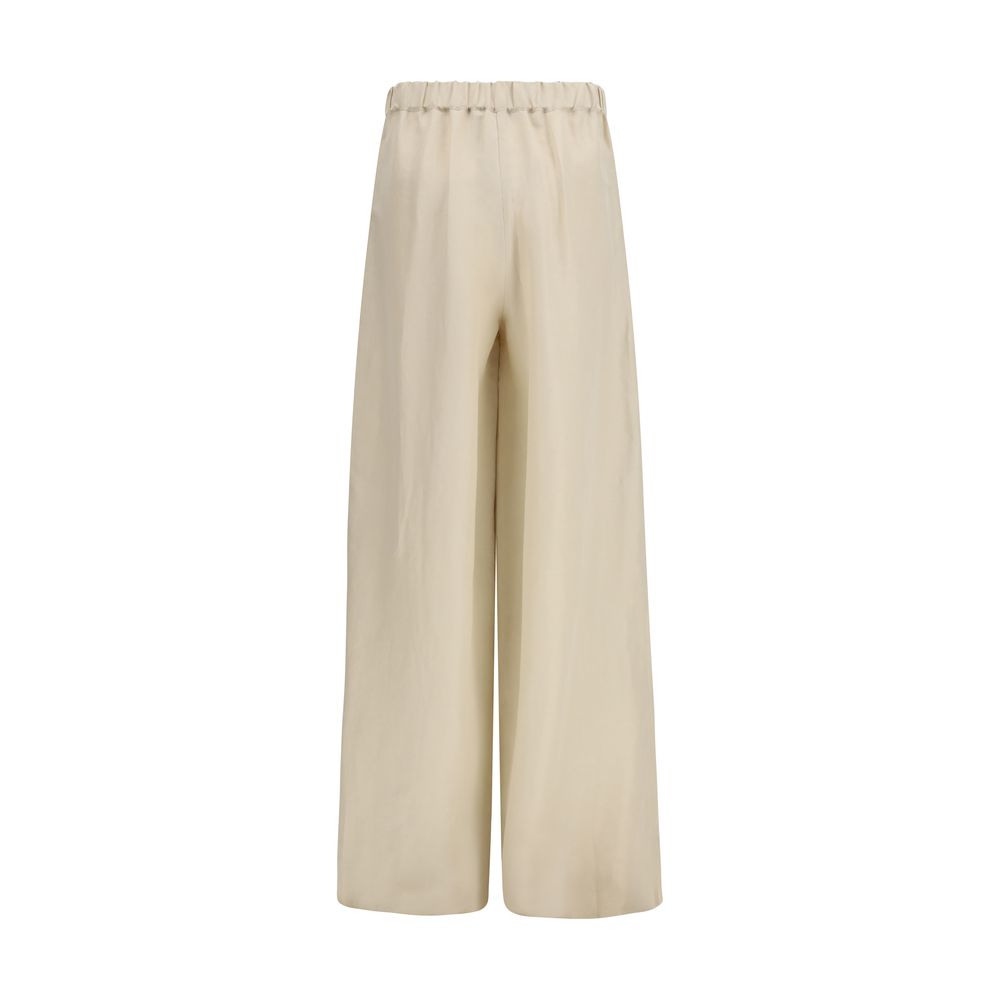 Max Mara Beige Linen Casual Women's Pants