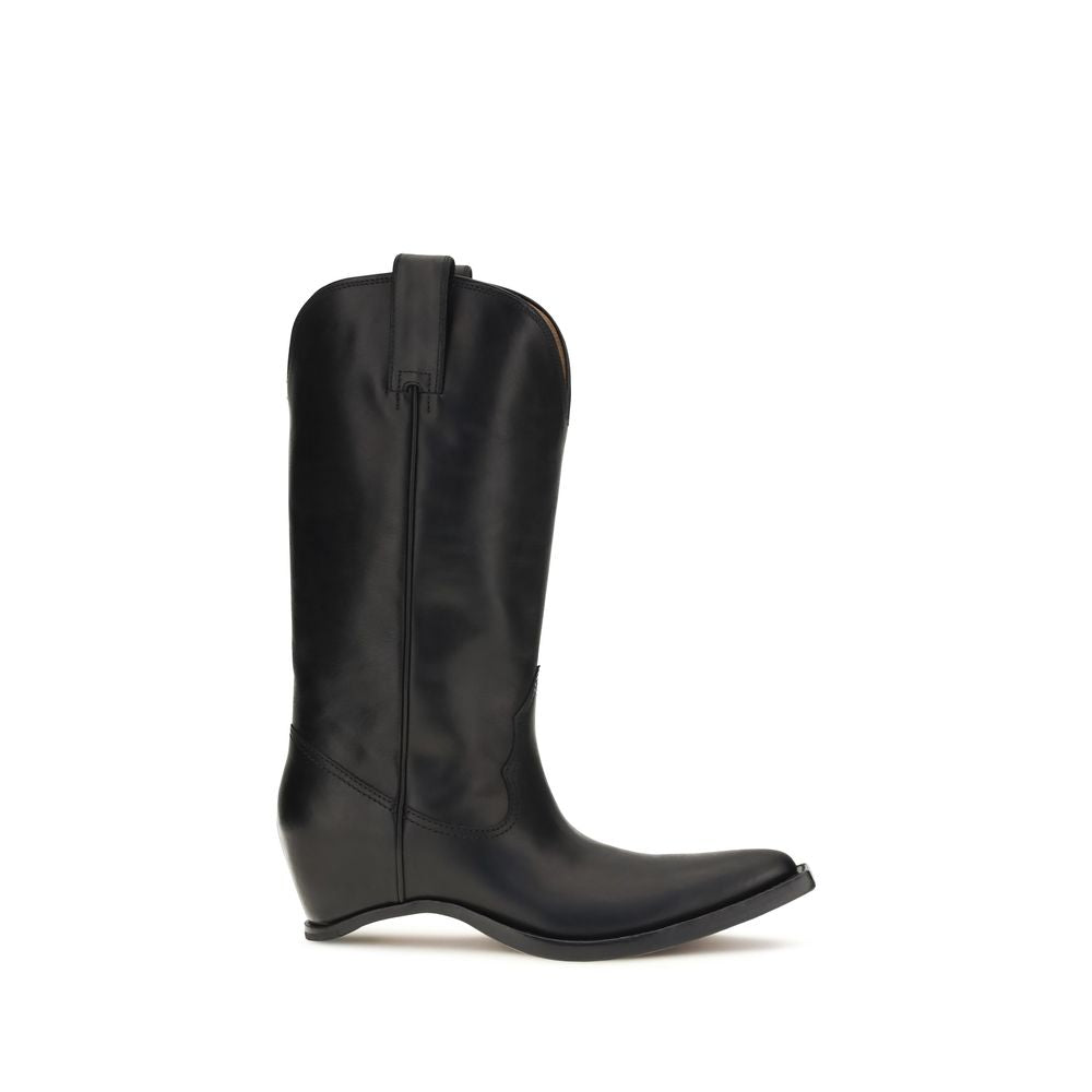 Maison Margiela Black Calf Leather Bos Taurus Ankle Women's Boots