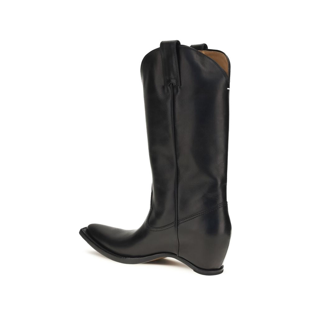 Maison Margiela Black Calf Leather Bos Taurus Ankle Women's Boots