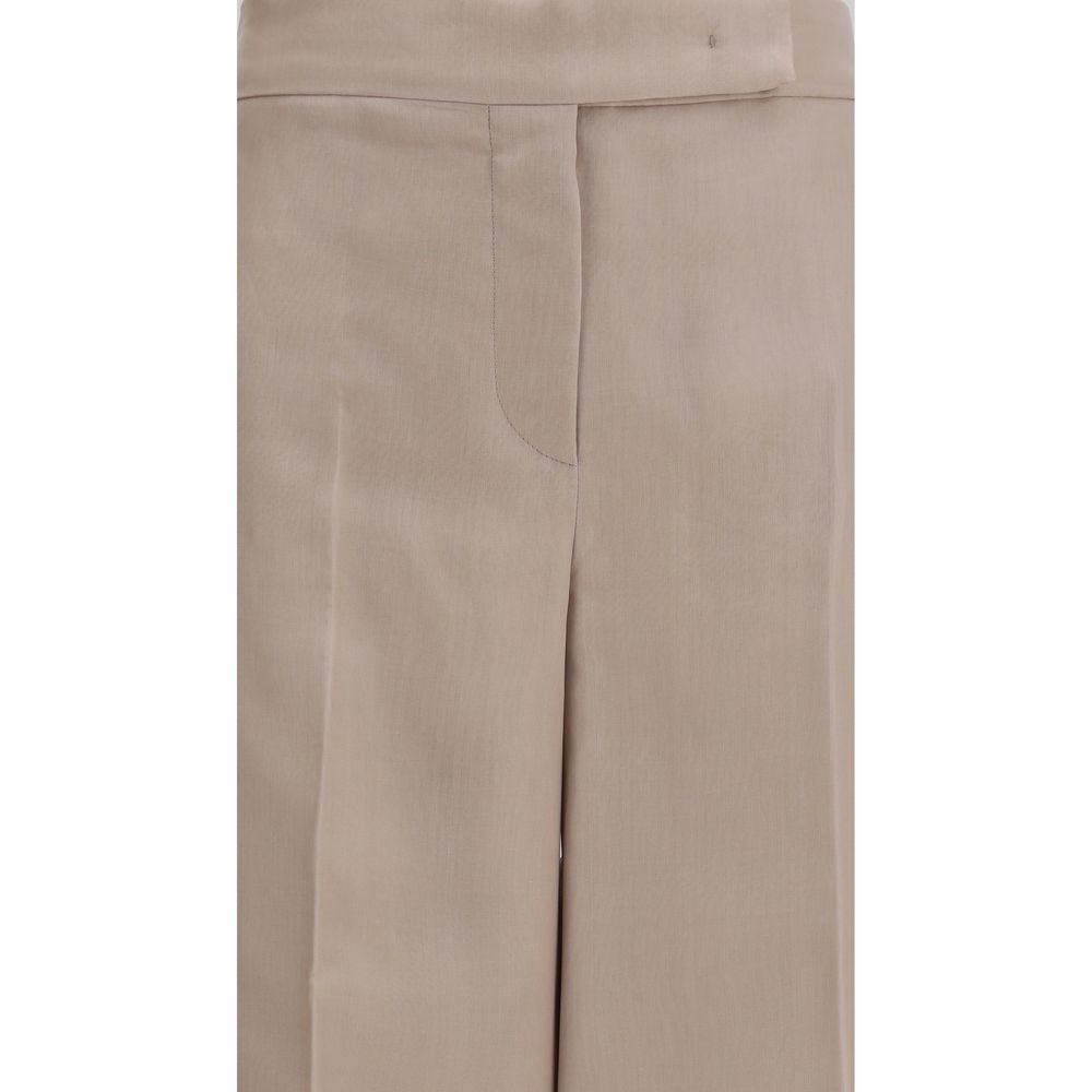 Max Mara Beige Silk Casual Women's Pants