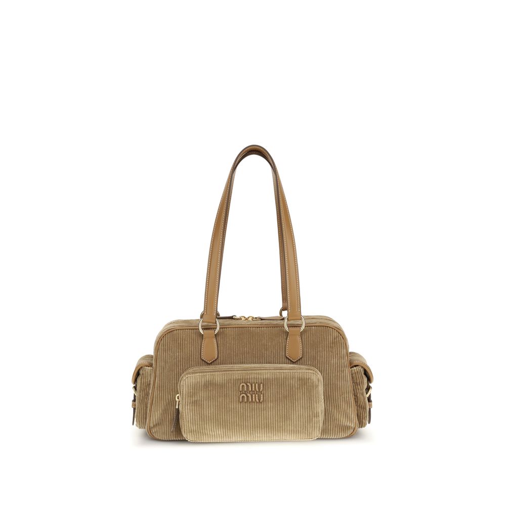 Miu Miu Beige Cotton Shoulder Women's Bag