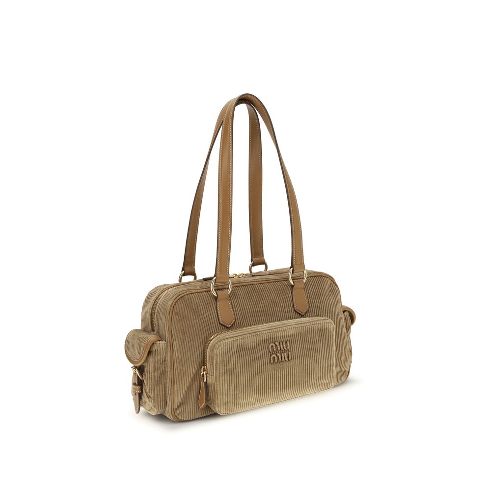 Miu Miu Beige Cotton Shoulder Women's Bag