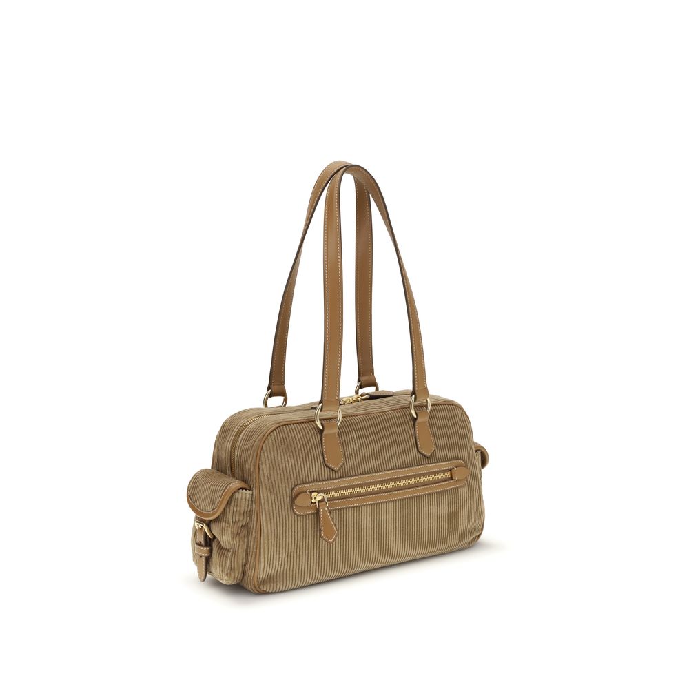 Miu Miu Beige Cotton Shoulder Women's Bag