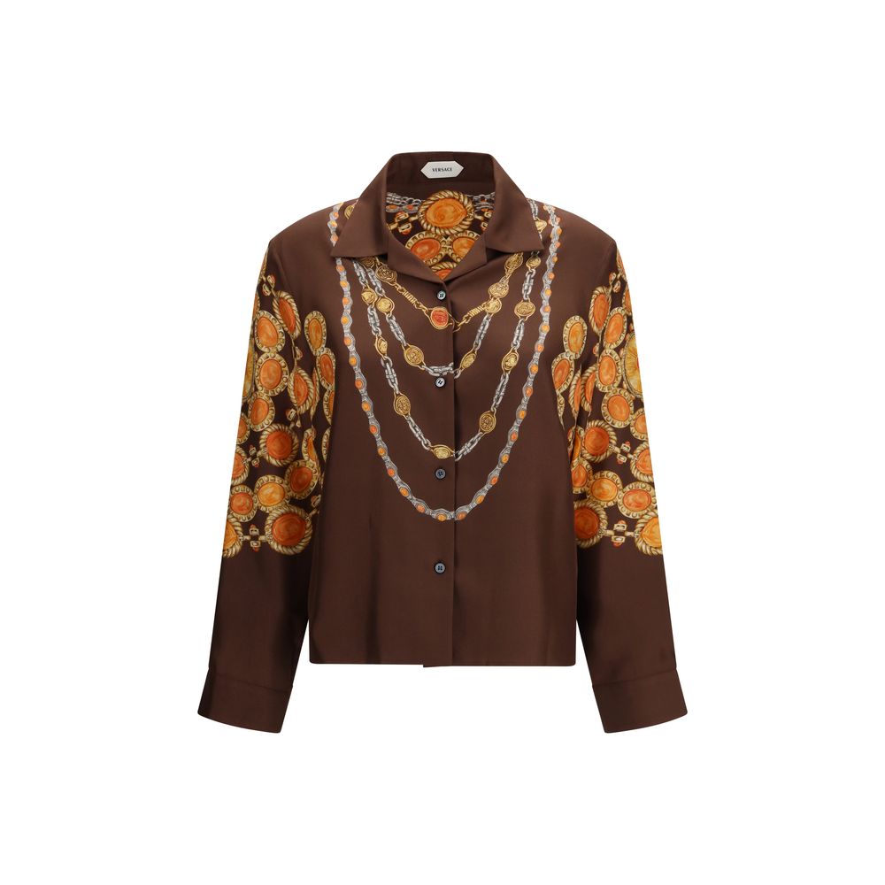 Versace Brown Fabric Pattern Women's Shirt
