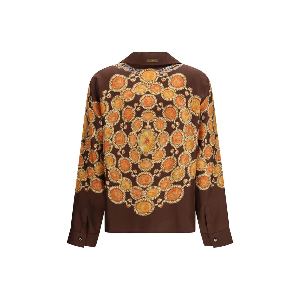 Versace Brown Fabric Pattern Women's Shirt