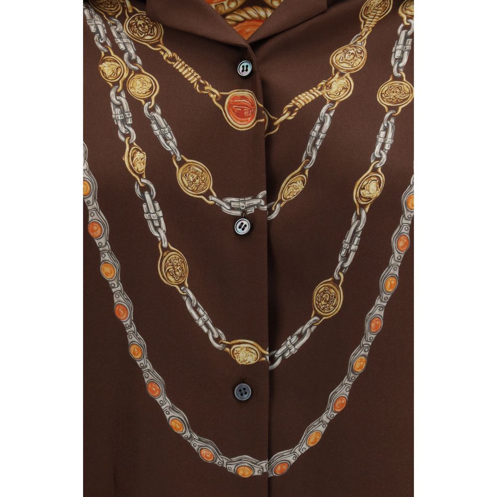 Versace Brown Fabric Pattern Women's Shirt
