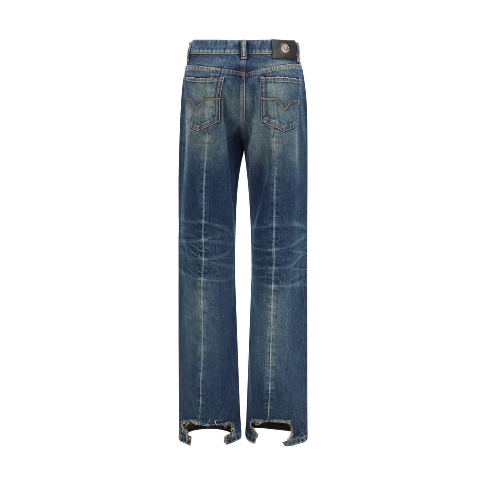 Versace Blue Cotton Straight-Leg Women's Jeans
