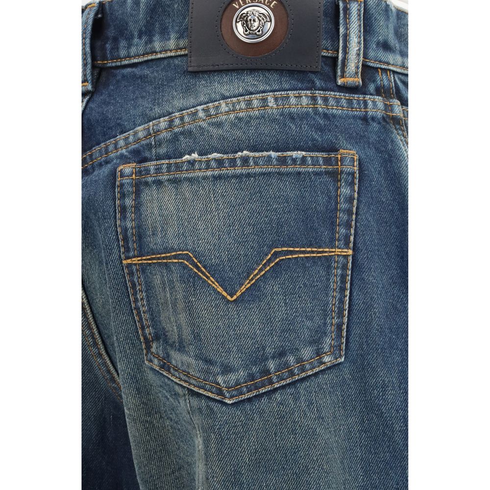 Versace Blue Cotton Straight-Leg Women's Jeans