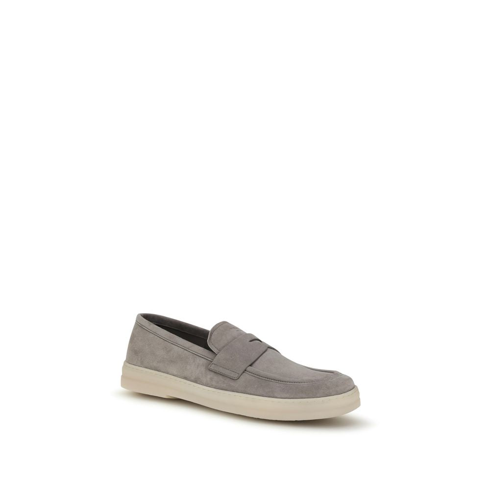 Prada Gray Calf Leather Bos Taurus Slip-On Men's Loafers