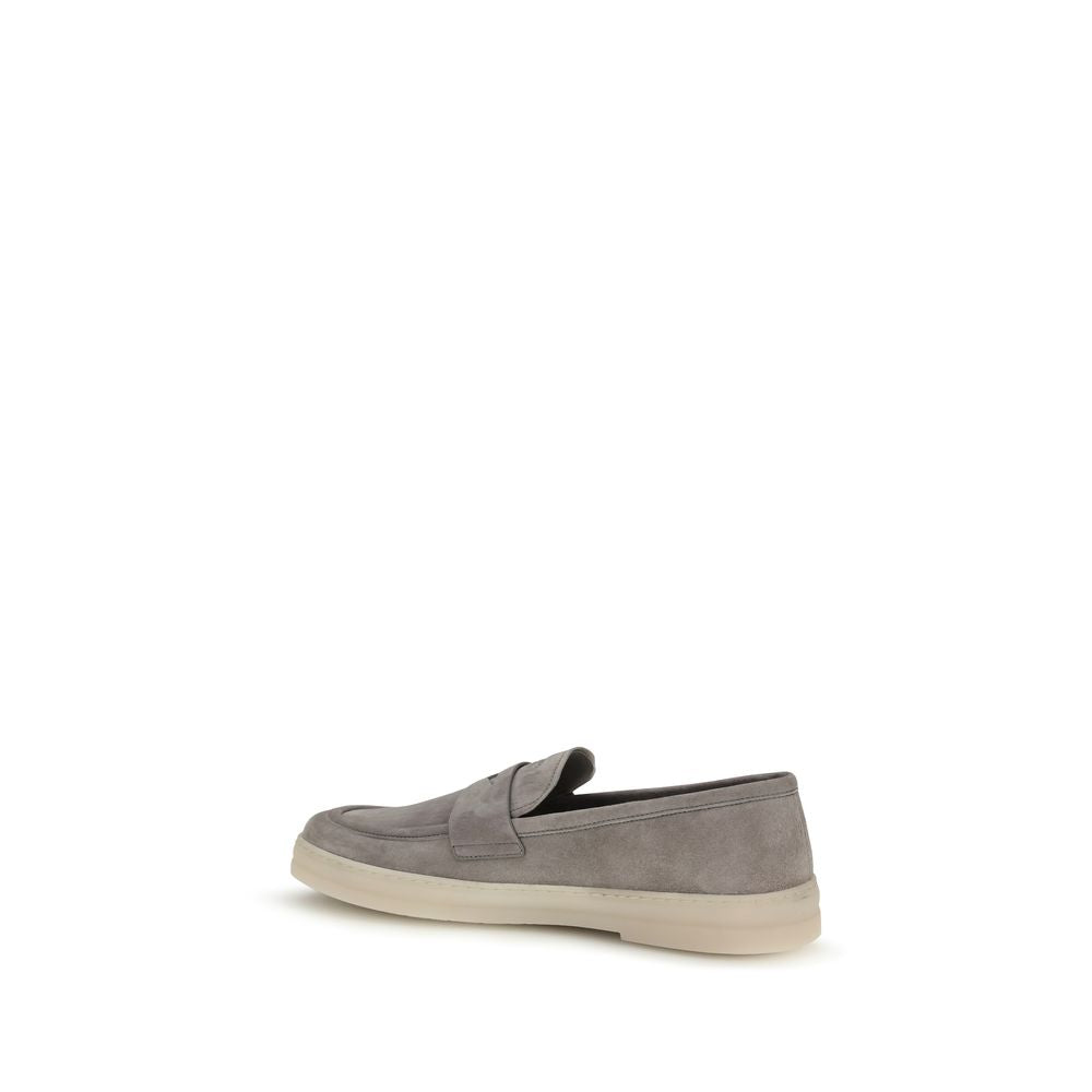 Prada Gray Calf Leather Bos Taurus Slip-On Men's Loafers