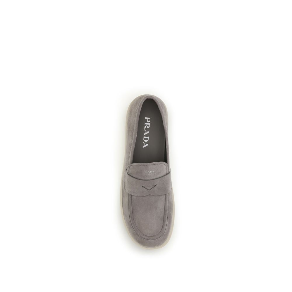 Prada Gray Calf Leather Bos Taurus Slip-On Men's Loafers